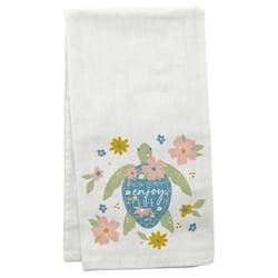 Karma Flora White Cotton Turtle Tea Towel 1 pk