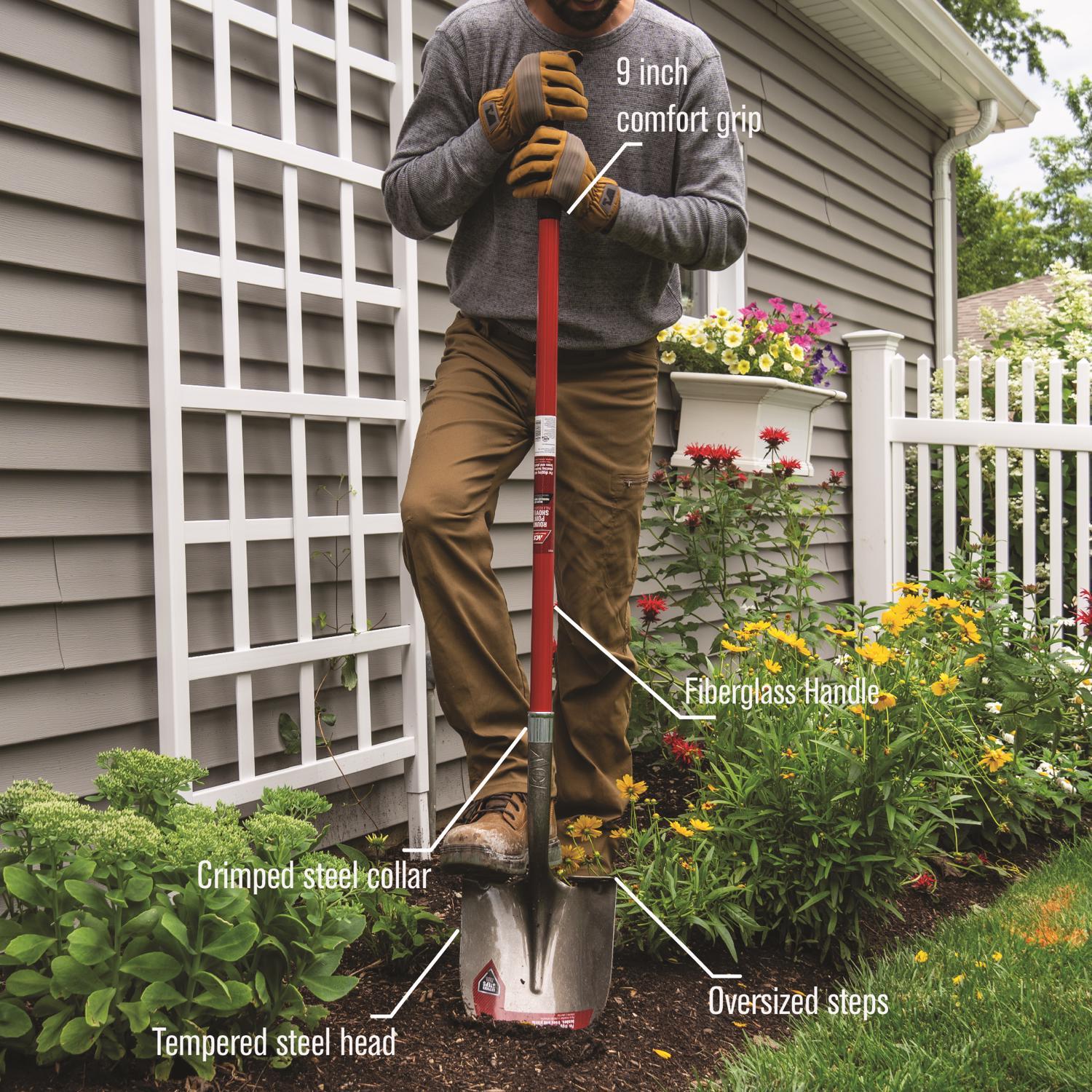 Ace 57.25 in. Steel Round Digging Shovel Fiberglass Handle Mfr