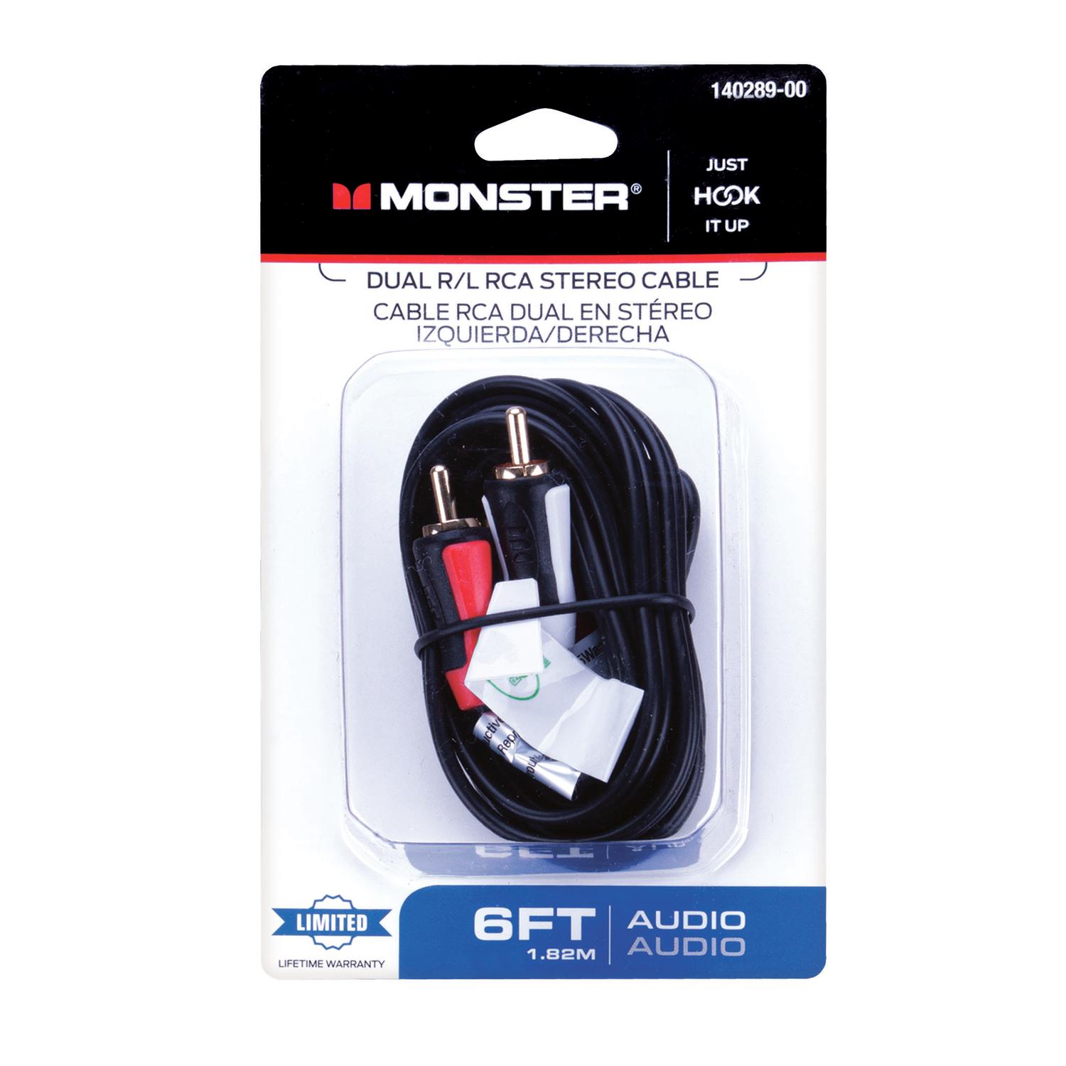 Monster Just Hook It Up 6 ft. L Dual R/L RCA Stereo Cable RCA Mfr