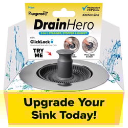 Drain Hero 4-1/2 in. D Gray Stainless Steel Strainer and Stopper Topper