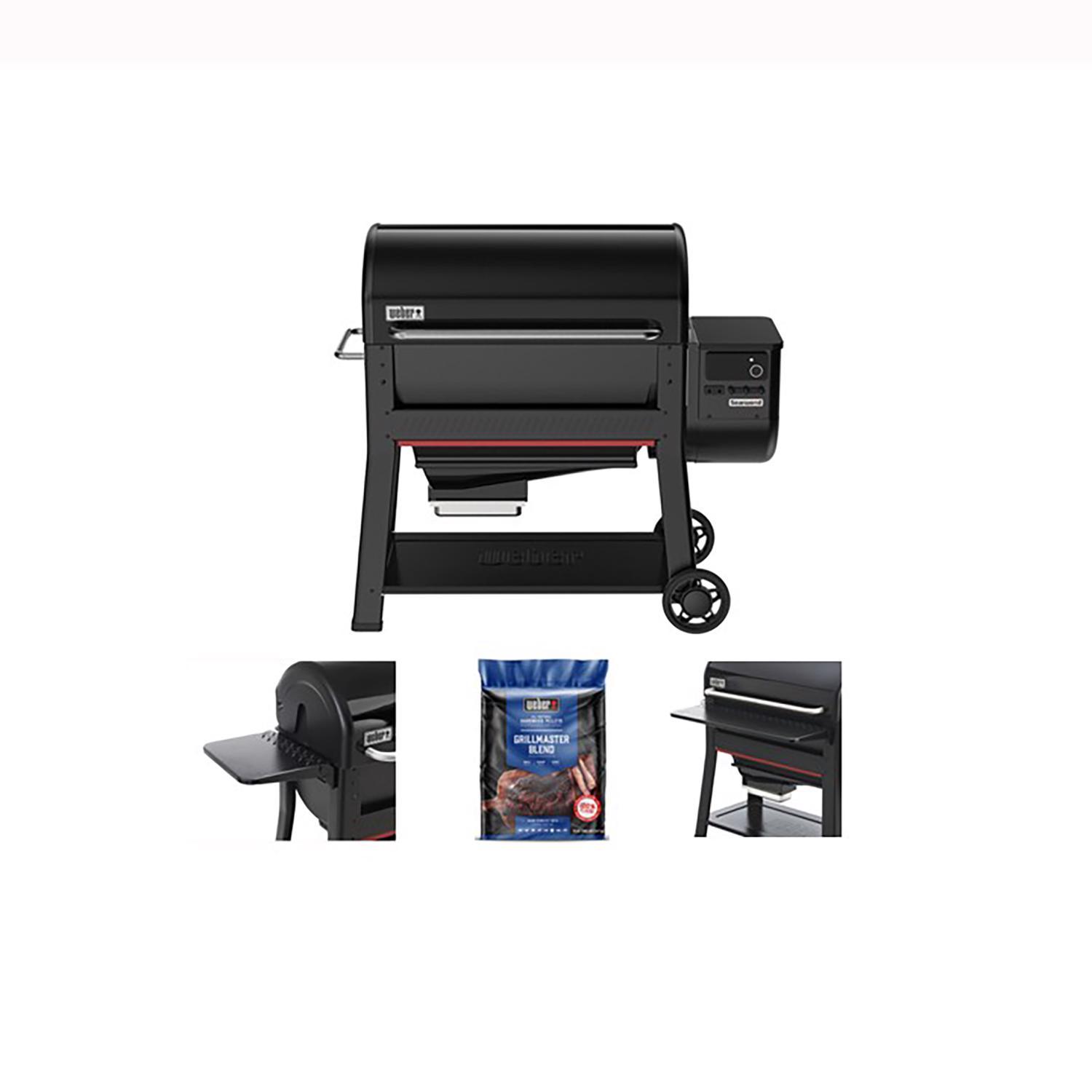 Weber Searwood XL 600 36" Pellet Grill Bundle: Grill, Pellets, Side Shelf, Front Shelf