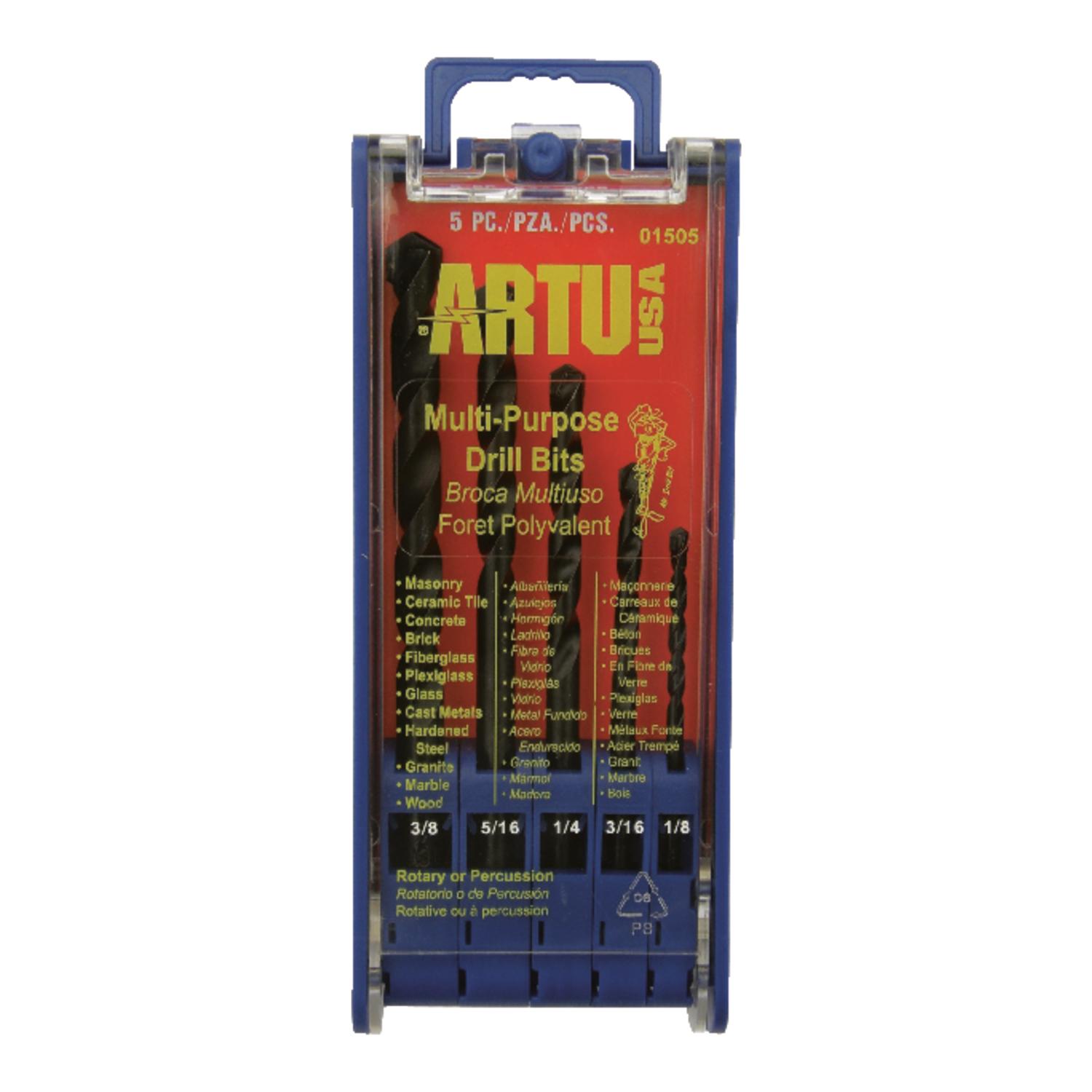 ARTU Tungsten Carbide Tipped Drill Bit Set Round Shank 5 pc Mfr