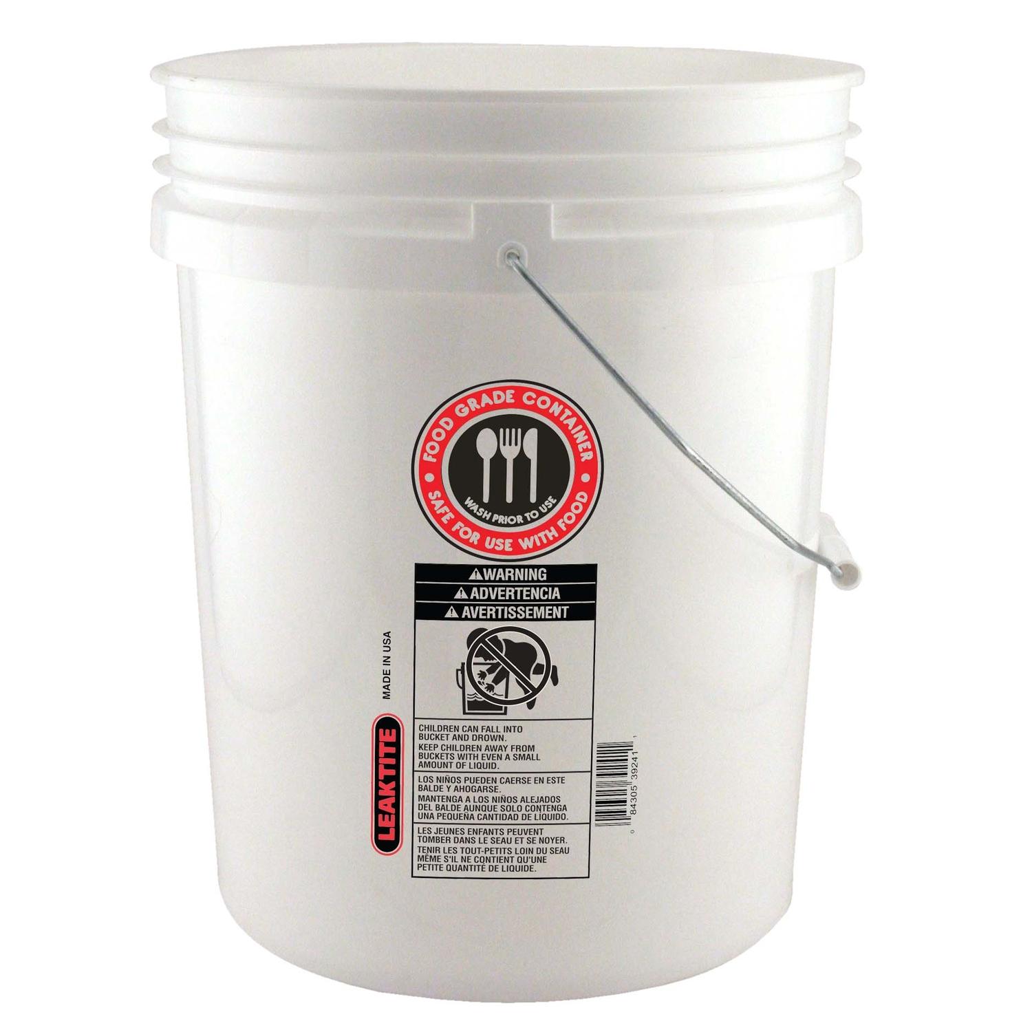Leaktite White 5 gal Plastic Food Safe Bucket Mfr# 1123058 - Ace