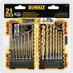 DeWalt Assorted Titanium Pilot Point Drill Bit Set Round Shank 21 pc