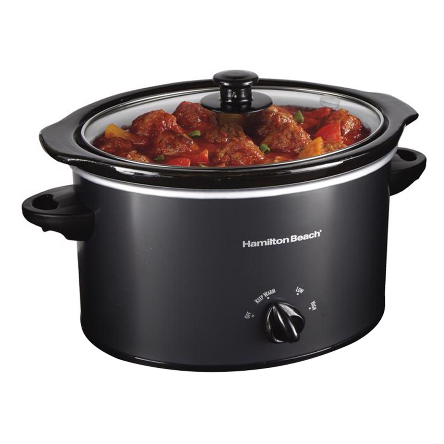 3 Quart Slow Cooker, Matte Black - Thumbnail 5