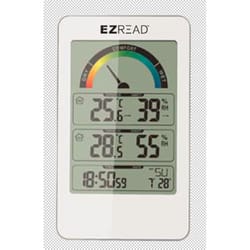 EZRead Clock/Thermometer/Hygrometer Polyresin White