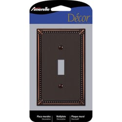 Amerelle Imperial Bead Aged Bronze 1 gang Die-Cast Metal Toggle Wall Plate 1 pk