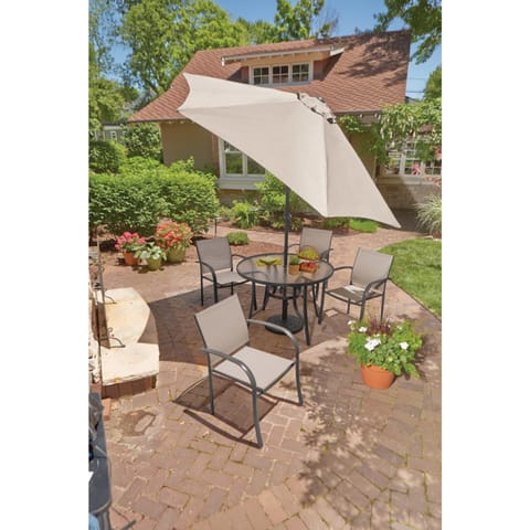 living accents 9 ft tiltable brown market patio umbrella ft. Taupe : Patio, Lawn & Garden quality polyester fabric with an aluminum frame Living Accents 9 ft. Tiltable