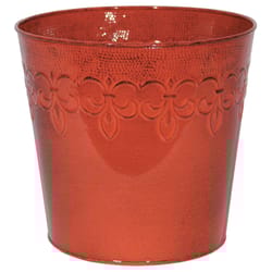 Robert Allen 8 in. D Metal Fleur De Lis Planter Red