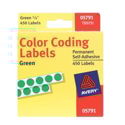 Avery 0.25 in. H X 1/4 in. W Round Green Color Coding Label 450 pk