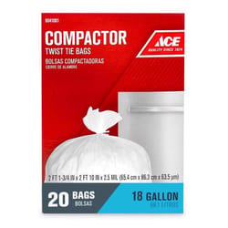 Ace 18 gal. No Scent Compactor Bags Twist Tie 20 pk