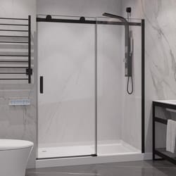 Anzzi Rhodes Series 76 in. H X 48 in. W Matte Black Frameless Shower Door
