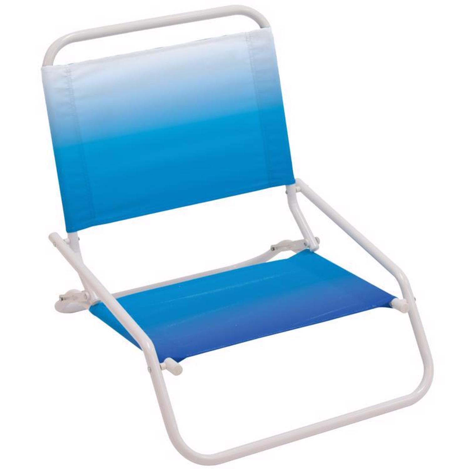 RIO Brands Blue-White Folding Beach Chair - 1-Position Mfr# SC560