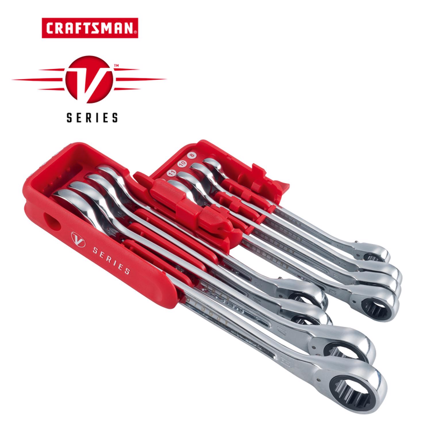 5 Piece Metric Combination Wrench Set - Open & Ratcheting Box End, CR-V Steel, Heavy Duty