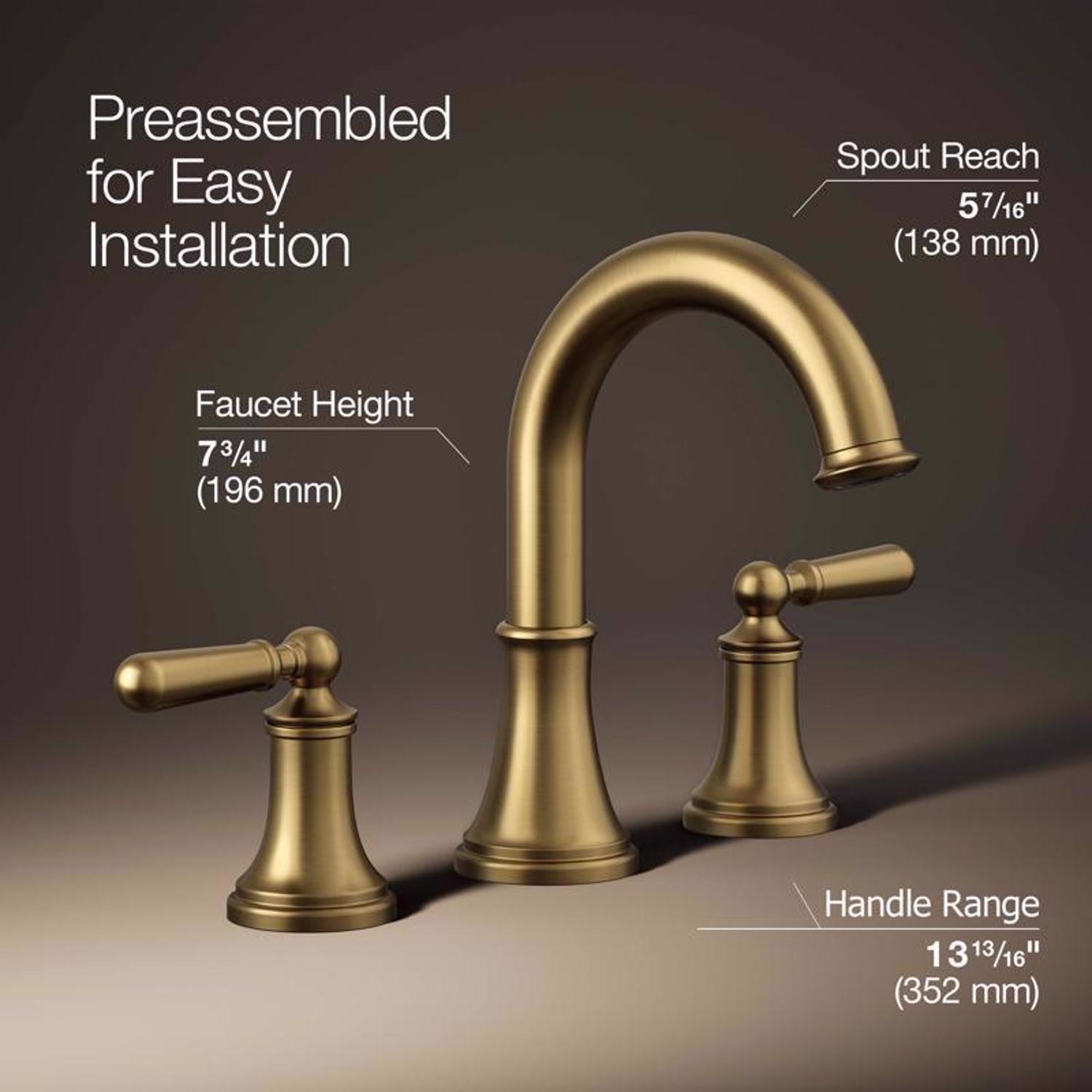 Kohler Facile Vibrant Brushed Moderne Brass Traditional Widespread
