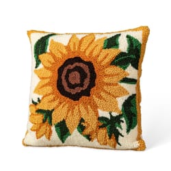 Glitzhome 14 in. Fall Hooked Sunflower Pillow