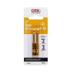 GRK Fasteners Star T10 X 2 in. L Power Bit Steel 2 pc