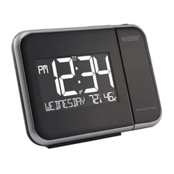 La Crosse Technology 5.91 in. Black Projection Alarm Clock Digital Battery Operated