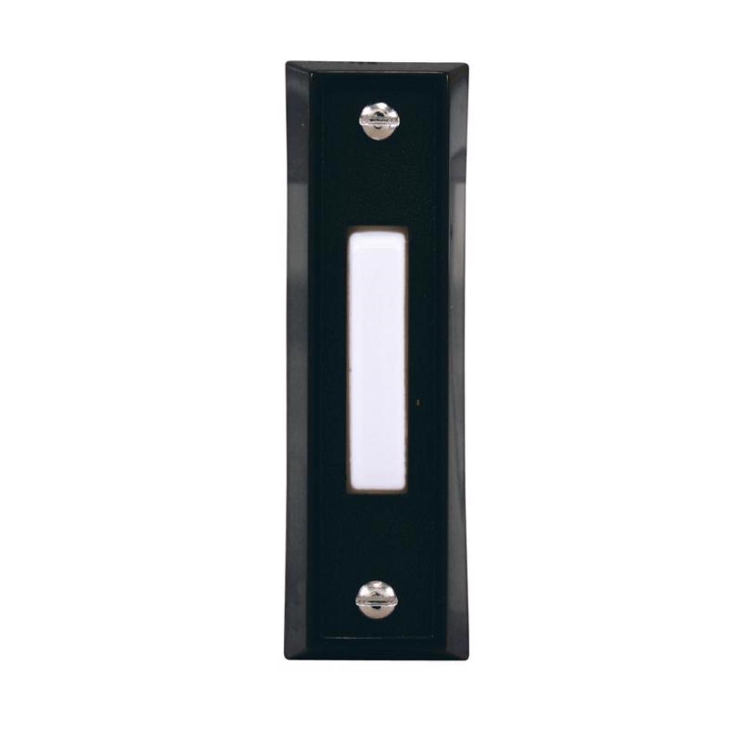 Heath Zenith Black Plastic Wired Pushbutton Doorbell Mfr# 18000104