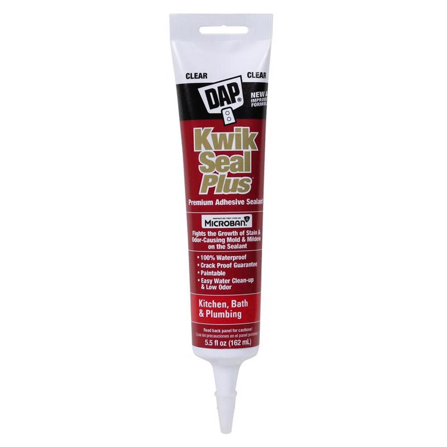 Kwik Seal Plus Clear Siliconized Latex Kitchen Bath Adhesive Caulk