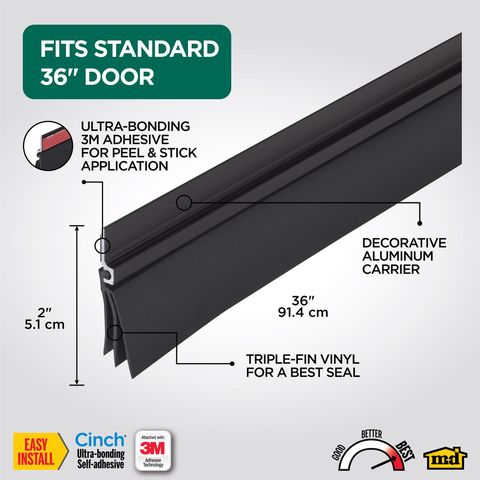 M-D Building Products Black Aluminum/Vinyl Sweep For Doors 36 in