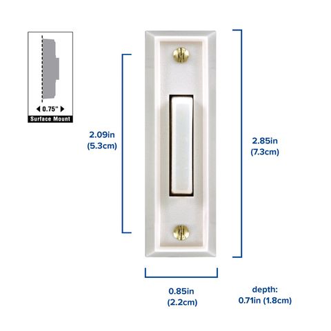 Heath Zenith White Plastic Wired Pushbutton Doorbell Mfr# 18000092