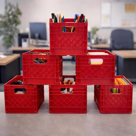 Organize-it Red Miniature Storage Bin 5.5 in. H X 6.5 in. W X 6.5
