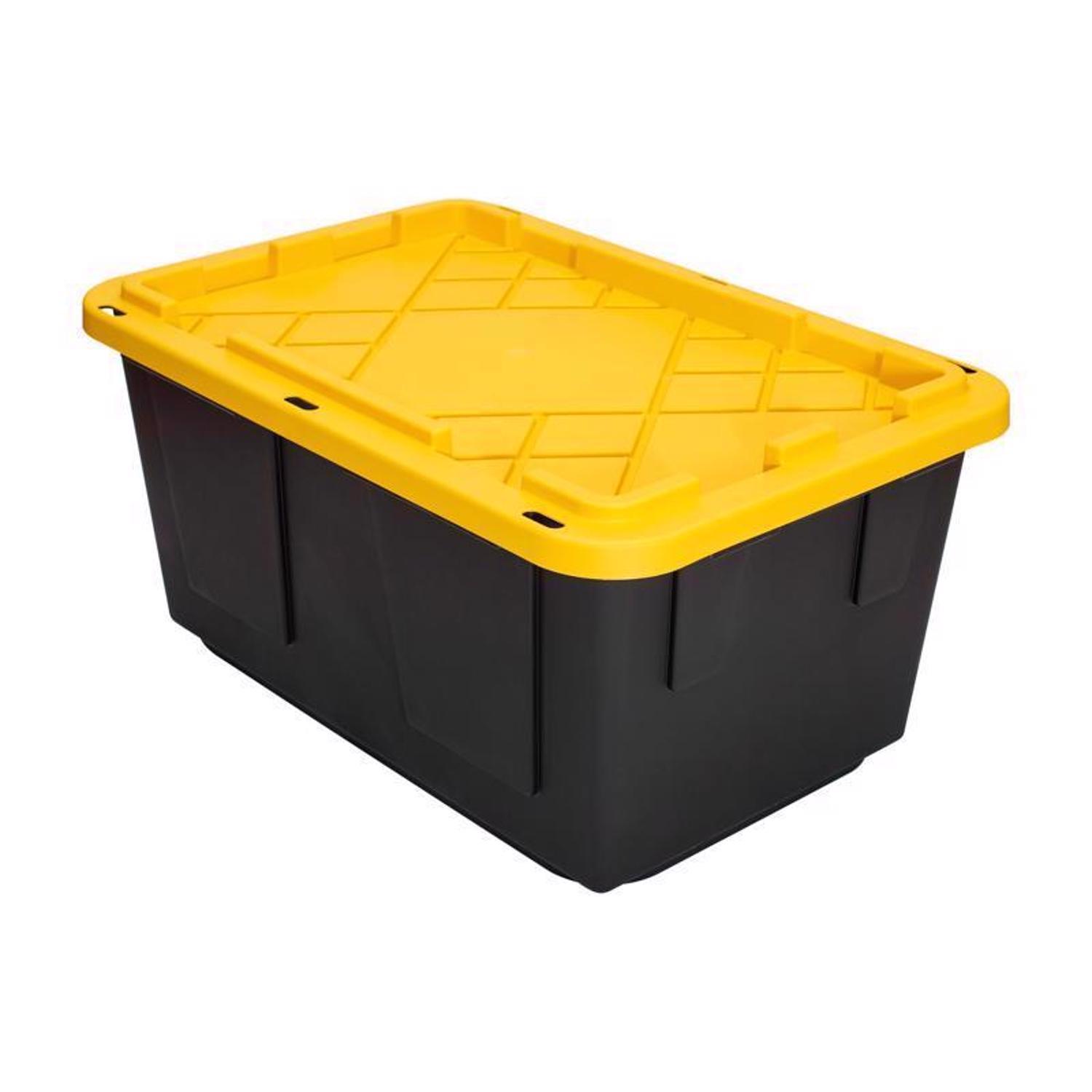 Greenmade 15 gal Black/Yellow Snap Lock Storage Box Stackable Mfr