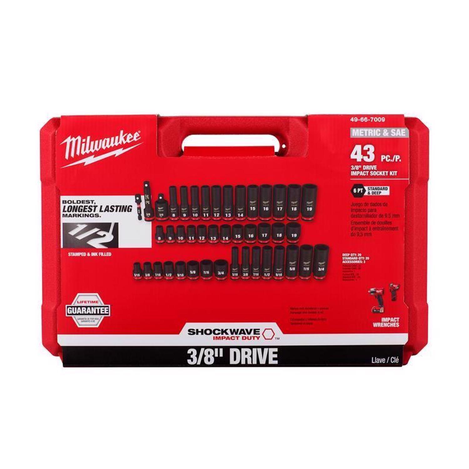 Milwaukee Shockwave 3/8 in. drive Metric/SAE 6 Point Standard/Deep