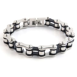 Mad Man Mens Dakata Bike Chain Black/Silver Bracelet Stainless Steel