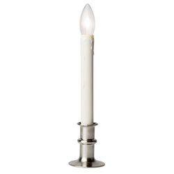 Celestial Lights LED Bushed Nickel Battery Operated Taper Window Candle 10.5-12.25 in.