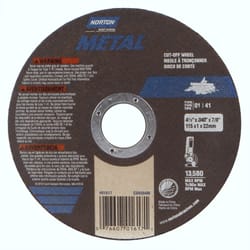 Norton 4 in. D X 7/8 in. X 0.040 in. thick Aluminum Oxide Cut-Off Wheel 1 pc