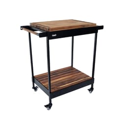 TeakHaus 32 in. L X 19 in. W X 35 in. Teak Wood Cutting Board Cart