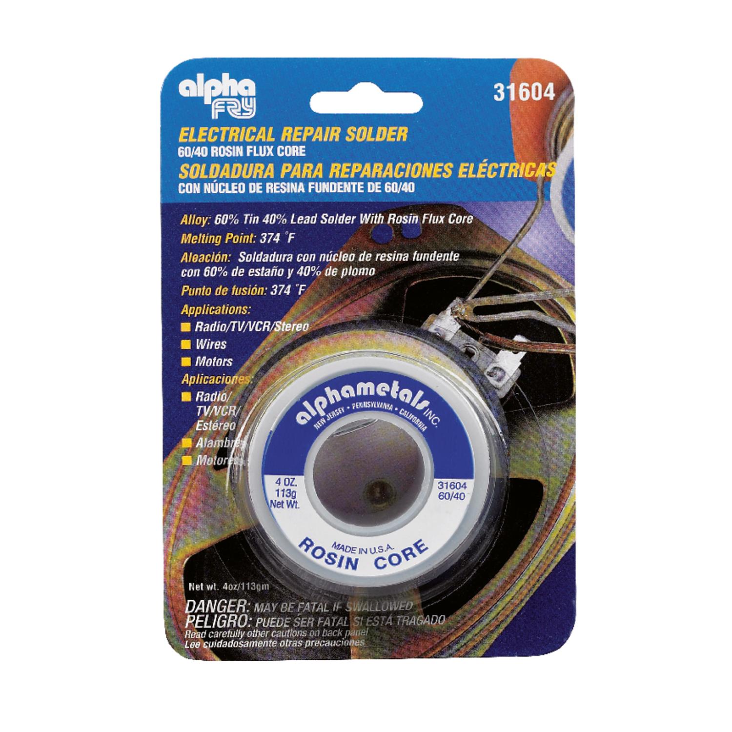 Alpha Fry 4 oz Repair Solder 0.06 in. D Tin/Lead 60/40 1 pc Mfr