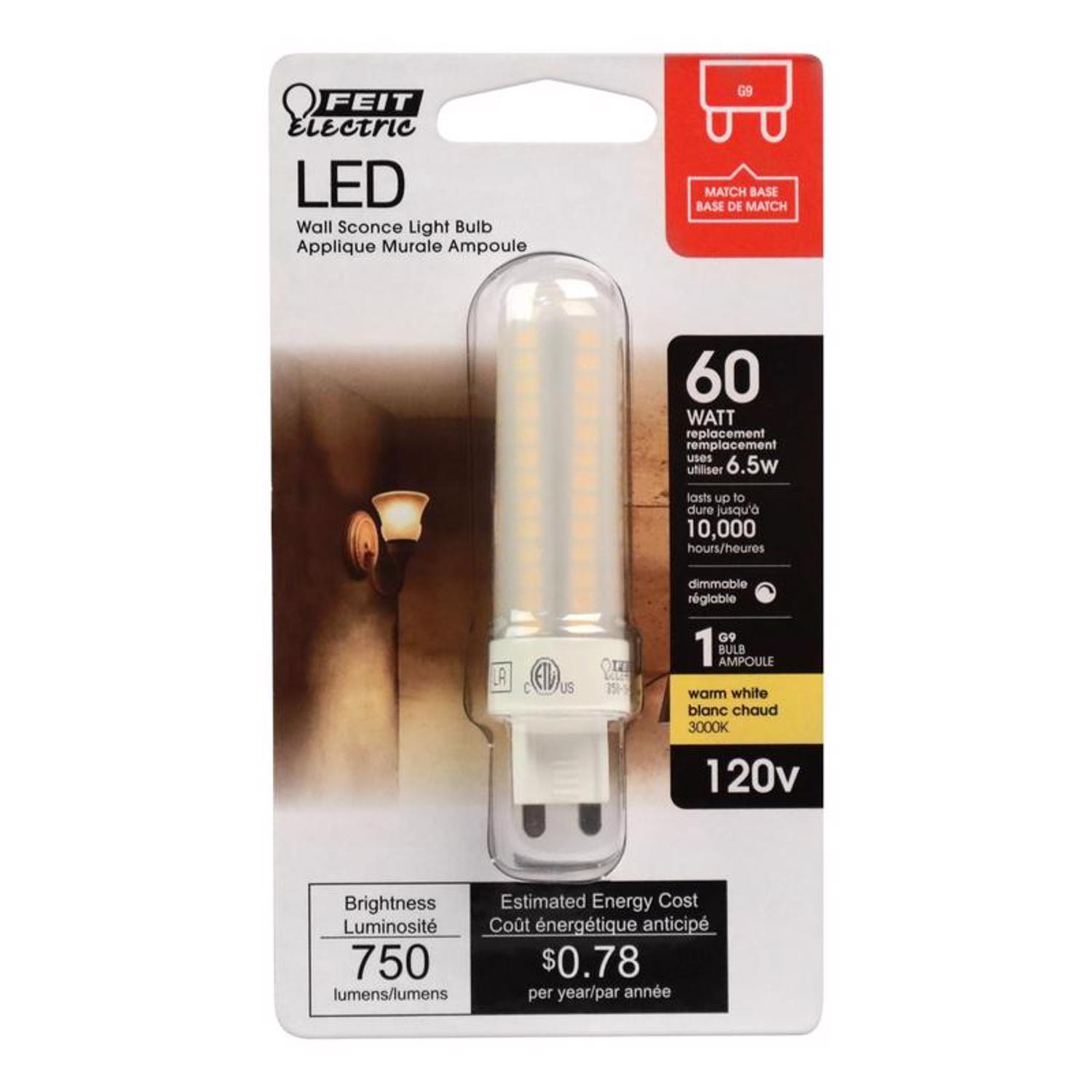 6.5 W, Compact LED Bulb, White, T4, 3000K Temp. Clear, Dimmable