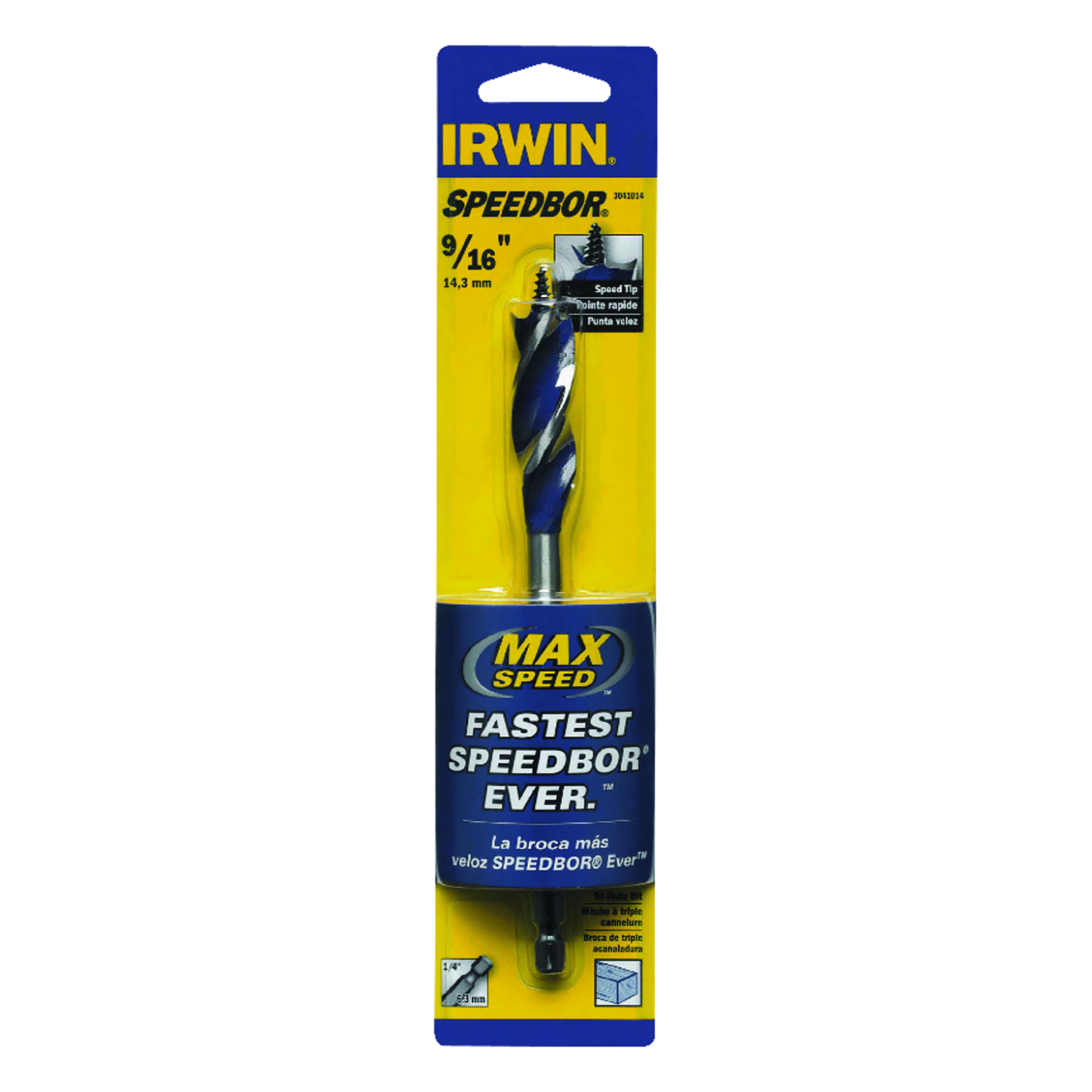 IRWIN Speedbor 9/16 in. X 6 in. L Carbon Steel Wood Boring Bit Quick-Change Hex Shank 1 pc