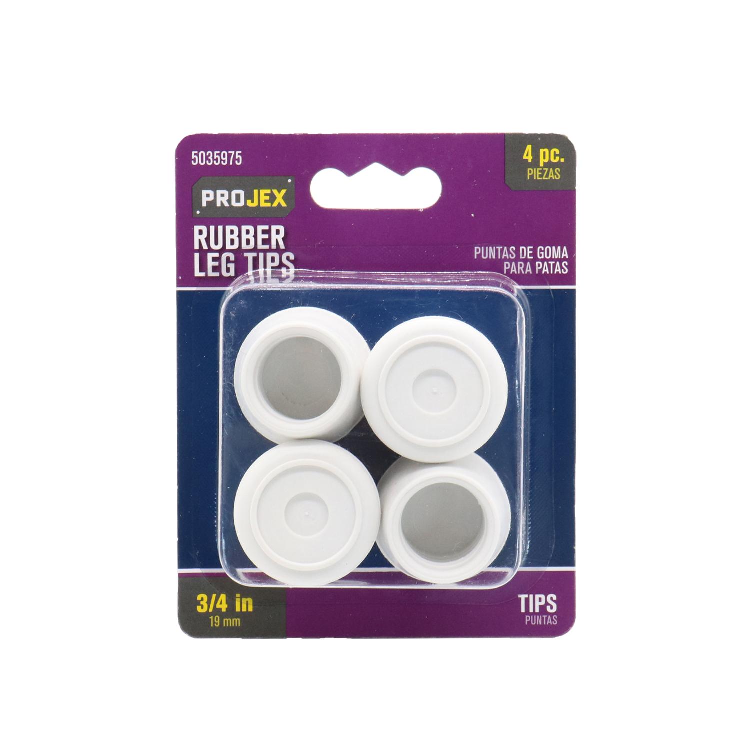 5035975 0.75 in. Rubber Leg Tip Off-White Round, Pack of 4