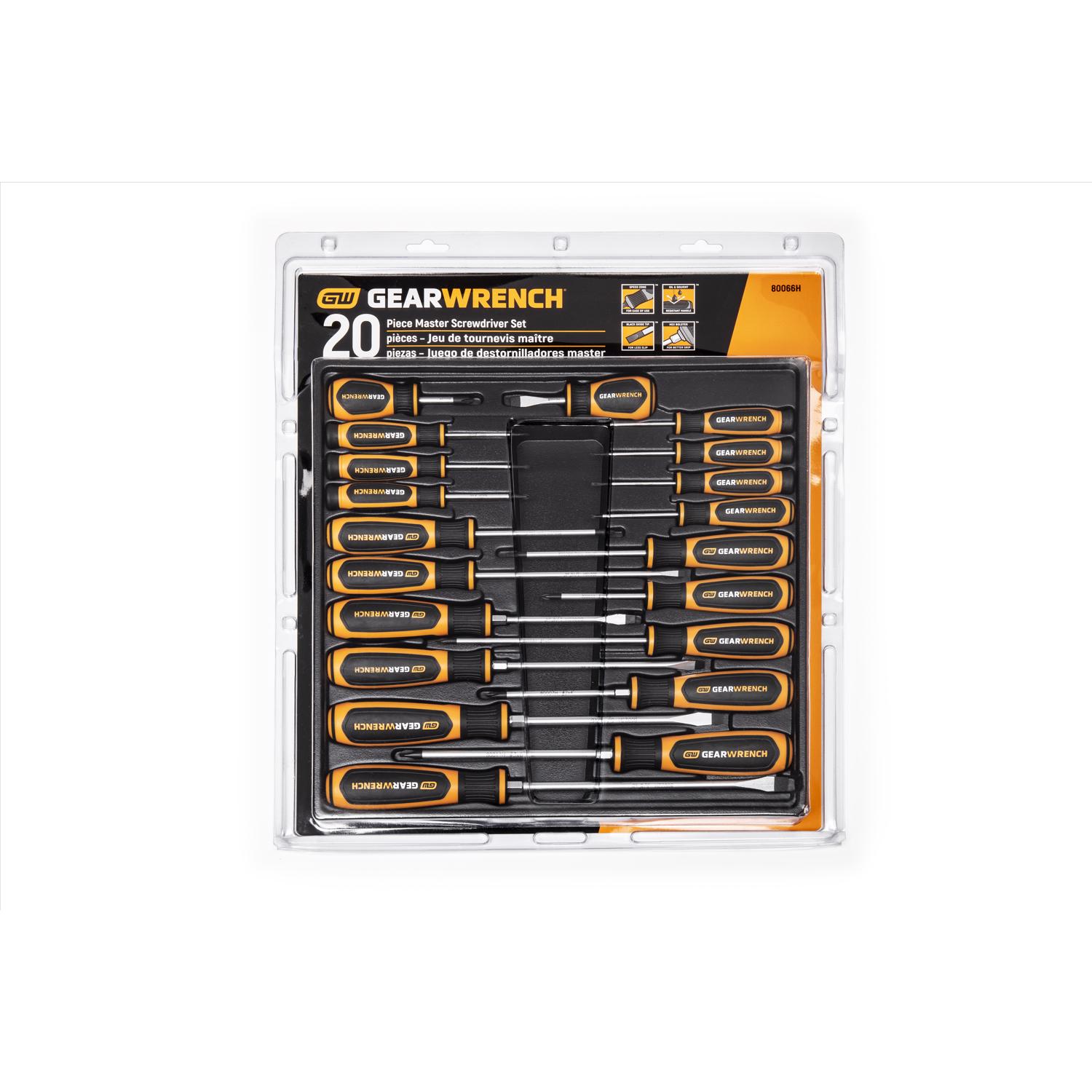 GEARWRENCH 20 Pc Phillips/Slotted/Torx Dual Material Screwdriver Set - 80066H