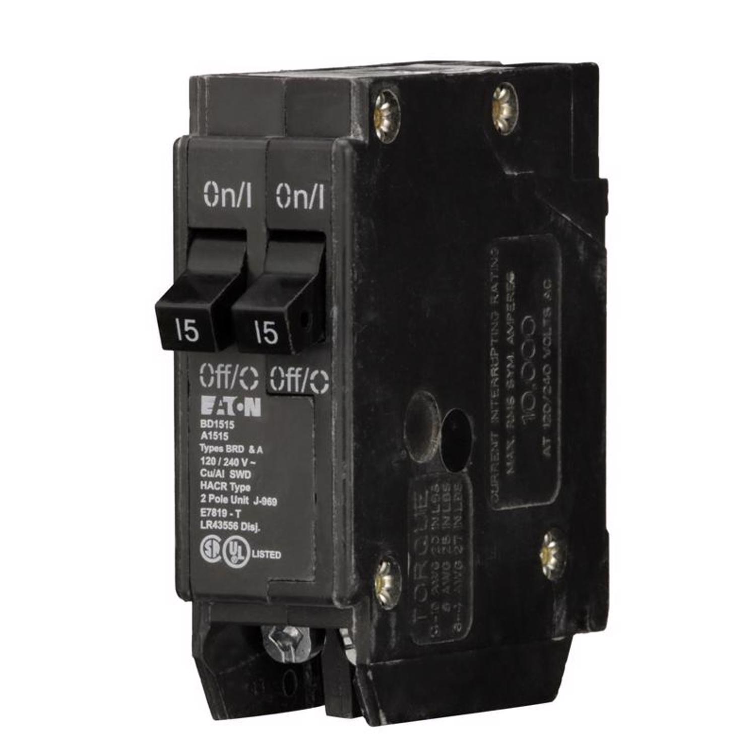Eaton 15/15 amps Tandem 2-Pole Circuit Breaker Mfr# BD1515 - Ace