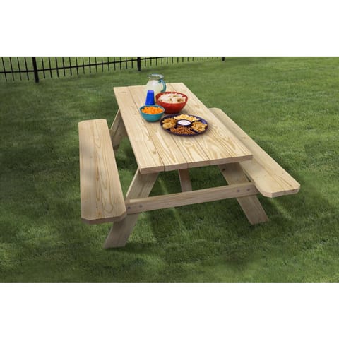 Outdoor Essentials Wood Brown 72 in. Rectangle Picnic Table Mfr