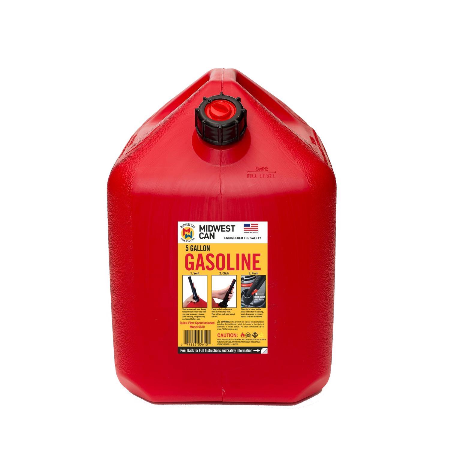 Midwest Can Quick Flow Spout HDPE Gas Can 5 gal Mfr# 5610 - Ace