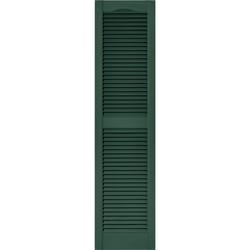 Builders Edge 60 in. H X 14.5 in. W Forest Green Louvered Vinyl Shutter 2 pk