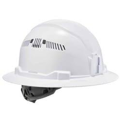 Ergodyne Skullerz 4-Point Ratchet Full Brim Hard Hat White Vented
