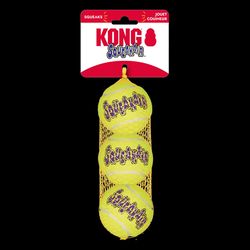 Kong Squeaker For Dog Green Rubber Pet Tennis Balls Medium 3 pk