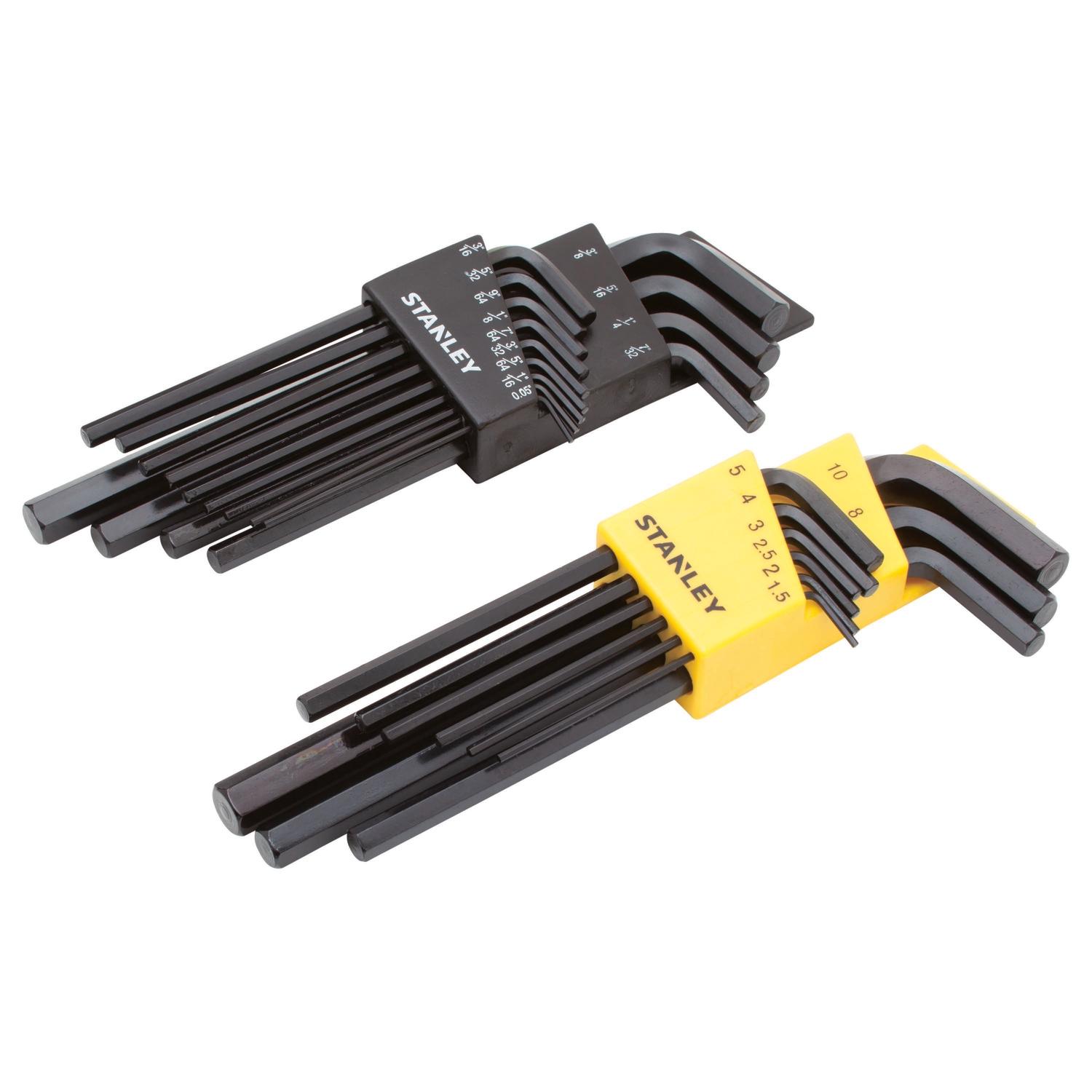 Photos - Wrench Stanley Multi-Size Metric and SAE Long Arm Hex Key Set 22 pc 85-753 
