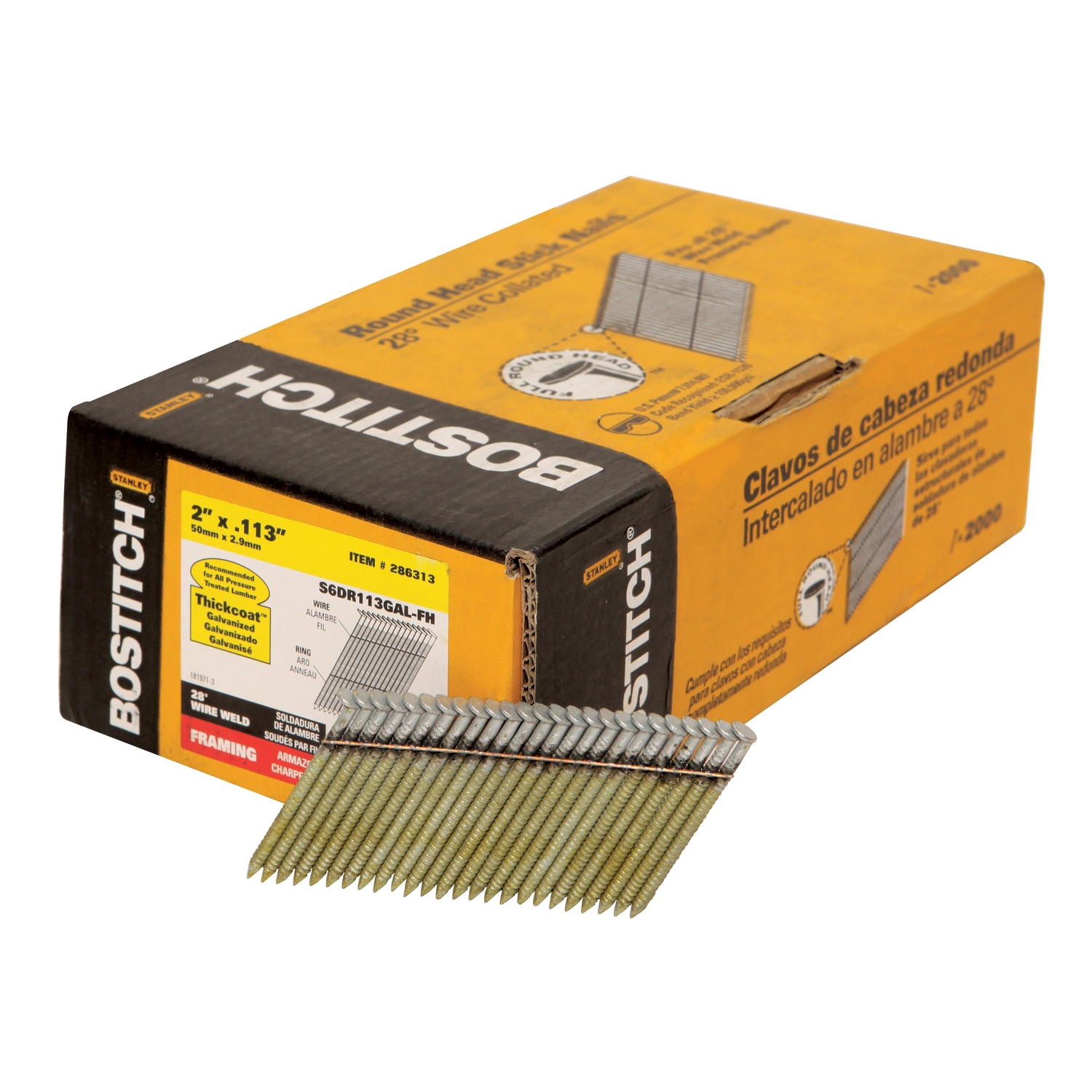Bostitch 2-in x 0.113 Galvanized Ring Shank Offset Round Head Wire Weld Framing Nail - S6DR113GAL-FH