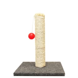 Scruffys For Cat Beige Rope/Rubber Sisal Scratch Post Cat Toy Large 1 pk