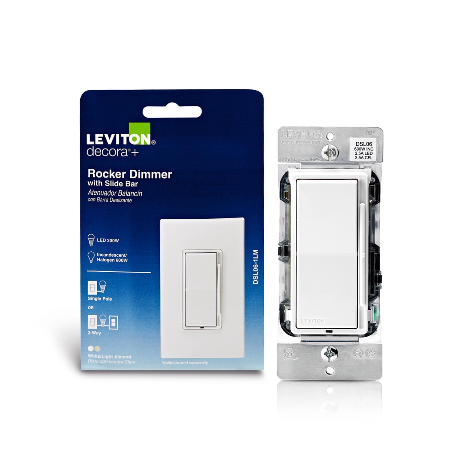 Leviton Decora Multicolored 600 W Rocker Dimmer Switch 1 pk Mfr