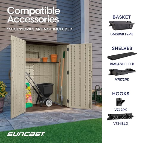 Suncast Large Vertical 4 ft. x 2 ft. Resin Vertical Storage Shed