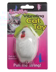 Scruffys For Cat White Plush/Synthetic Rubber Vibrating Mouse Pet Toy Small 1 pk